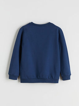 Bisiklet Yaka Bask?l? Erkek ?ocuk Sweatshirt