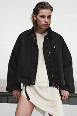 CHAQUETA ENCERADA ZW COLLECTION / Khaki - Zara фото 18