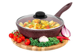 Сковорода глубокая 24 см ГАРМОНИЯ ВКУСА Рубин С КРЫШКОЙ ф24, н/р, 43,5*25*11,5 см - Elan gallery фото 3