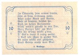 10 геллеров 1920 года Австрия  Нотгельд