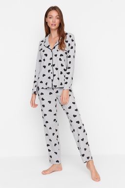 Gri Kalpli Orme Pijama Tak?m? THMAW22PT0122