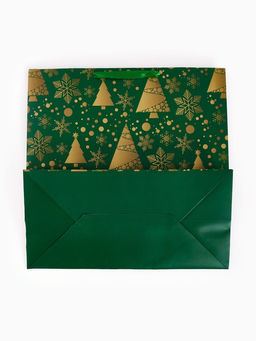 Пакет подарочный с шильдиком «Новогодний», 40 × 40 × 20 см, тиснение, конгрев, 3D-эффект