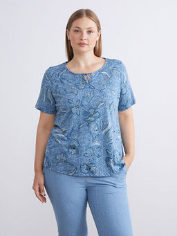 Ba?lamal? Yaka Desenli Bluz