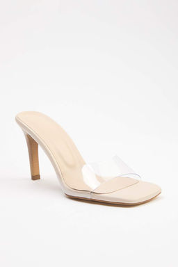 Bej Vinil 9 cm Kad?n Klasik Topuklu Ayakkab? TAKSS26TO00013