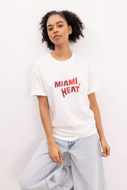 DeFactoFit Футболка свободного кроя с круглым вырезом и короткими рукавами NBA Miami Heat  фото 5