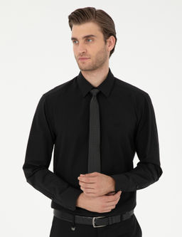 Siyah Slim Fit Uzun Kollu Basic G_mlek