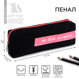Пенал школьный, текстиль, 18×6.5 см, No risk
