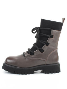 01-XKL21-196R GRAY/BROWN Ботинки демисезонные женские (натуральная кожа, байка)