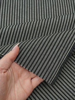 Пестрядь Тройные полоски (3мм) цв.черный, ш.1.5м, хлопок-100%, 110гр/м.кв - Купава фото 3