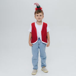 Карнавальный костюм «Новогодний гном»: жилетка и ободок, рост 92–104 см