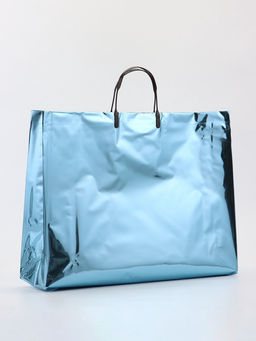 Пакет подарочный ПВХ, голография, голубой, пластиковая ручка, 44×33×12 см
