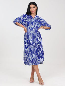 5116 ПЛАТЬЕ ЖЕНСКОЕ (Синий с белым)