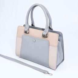 Сумка тоут на молнии, наружный карман, длинный ремень, цвет бежевый/серый - Simaland фото 6