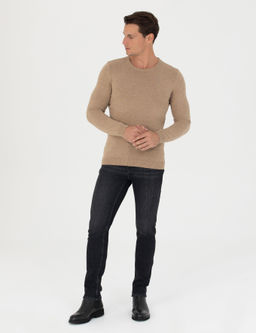 Верблюжий трикотаж приталенного кроя с круглым вырезом - Cacharel фото 4