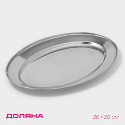 Поднос овальный из нержавеющей стали Доляна, 30×20 см, серебристый