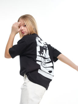 Джинсы черные подростковые палаццо для весны и лета 33-1074 черный - Mini maxi фото 15