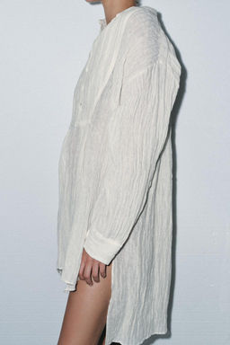 LIMITED EDITION CREASED-EFFECT LINEN BLEND SHIRT - Zara фото 3