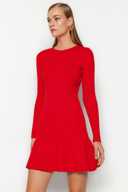 TRENDYOLMILLA Siyah Mini Triko Pileli Etek Detayl? Elbise TWOAW24EL00013  фото 3