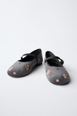 EMBROIDERED FLORAL BALLET FLATS - Zara фото 4