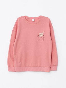 Bisiklet Yaka Bask?l? Uzun Kollu K?z ?ocuk Sweatshirt ve Pantolon - Waikiki фото 2