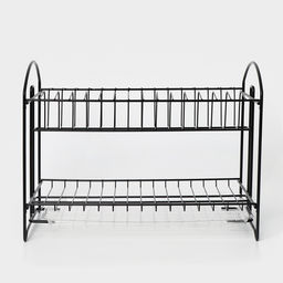 Сушилка для посуды с поддоном 2-х ярусная, разборная, 39.5×24×29.5 см, чёрная