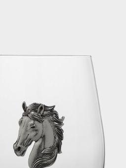 Стакан для виски, 12 см, 500 мл, стекло/металл, серебристый, Голова коня, Horse - Anna lafarg фото 3