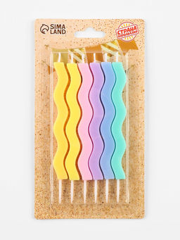 Цена за 2 шт. Свечи для торта Волна, 6 шт., разноцветные - Страна карнавалия фото 3