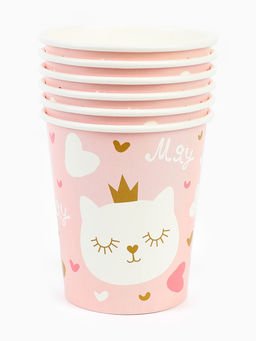 Цена за 2 шт. Стакан одноразовый бумажный «Котенок Принцесса», 250 мл, 6 шт.