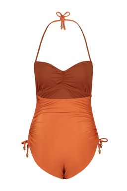 Turuncu Straplez Buzgulu Dokulu High Leg Mayo TBESS23MA00104