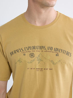 Bisiklet Yaka Bask?l? Penye Erkek Ti??rt