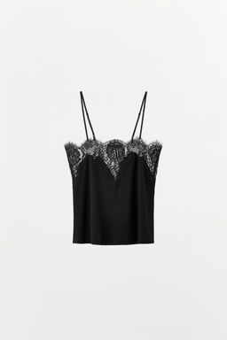 TOP TIRANTES POINTELLE ENCAJE / Negro