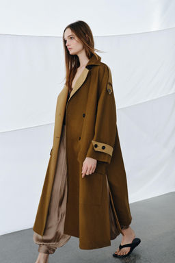 ZW COLLECTION LONG CONTRAST TRENCH COAT - Zara фото 19