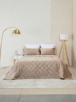 Набор покрывало и чехлы на подушку - Кристалл, цвет бежевый 200х220