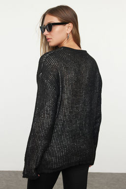 Siyah Basic Bisiklet Yaka Triko Kazak TWOAW25KZ00340 - Trendyolmilla фото 5