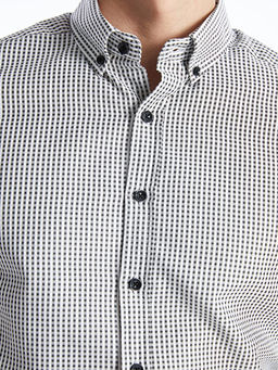 Regular Fit Uzun Kollu Ekose Gabardin Erkek G?mlek