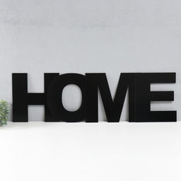 Настенное панно буквы HOME, высота 30 см, набор 4 детали, чёрный