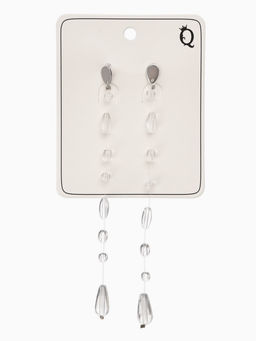 Серьги на леске "Капля росы", цвет белый в серебре