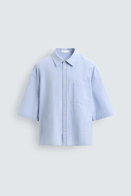 CAMISA BOXY FIT BOLSILLO / Celeste - Zara фото 7