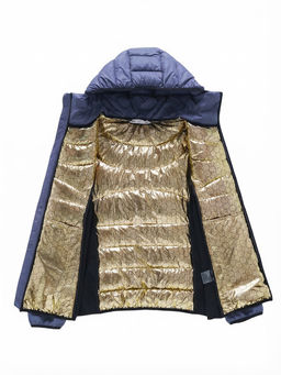 Куртка женская гибридная стёганая с капюшоном с графеновой подкладкой синего цвета 9630_1S