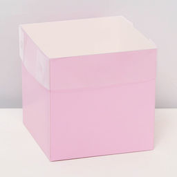 Коробка для цветов с PVC крышкой, 12×12×12 см, розовая