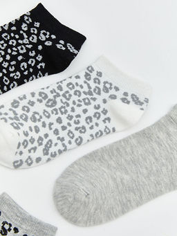 Leopar Desenli Kad?n Patik ?orap 5li
