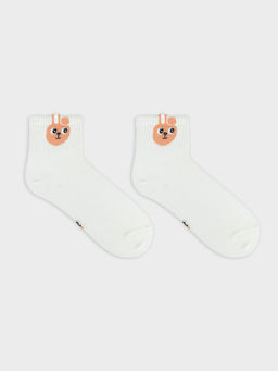 Цена за 5 пар! Носки детские молочные с рисунком в виде зайца - Mark formelle фото 3