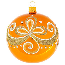 Елочная игрушка шар стеклянная Флер д8,5см, цвета микс, ручная художественная роспись, подарочная упаковка (Россия)