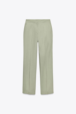 STRAIGHT-LEG LINEN BLEND TROUSERS - Zara фото 5
