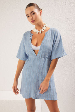 Trendyolmilla Ekru Dokuma Buzgu Detayl? Muslin Plaj Elbisesi TBESS25EL00065  фото 6