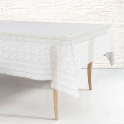 Скатерть полиэтилен 120х160см "Кружево", 35мкм, прозрачный, 5 шт в рулоне, общий размер 120х800см (Россия)