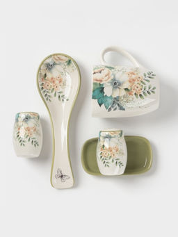 Чайная пара Доляна Цветы, 2 предмета: чашка, 250 мл, блюдце d=15 см, фарфор, белая