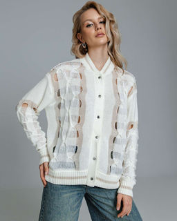 Кардиган вязаный с ажурным узором на кнопках KAR001 - Sahar art lab фото 13