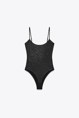 POLYAMIDE BODYSUIT WITH RHINESTONES - Zara фото 16