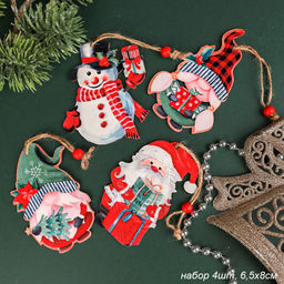 Елочное украшение Гном набор 4 штуки 6,5*8 см / B102 /уп 300/ - Галеонтрейд фото 2